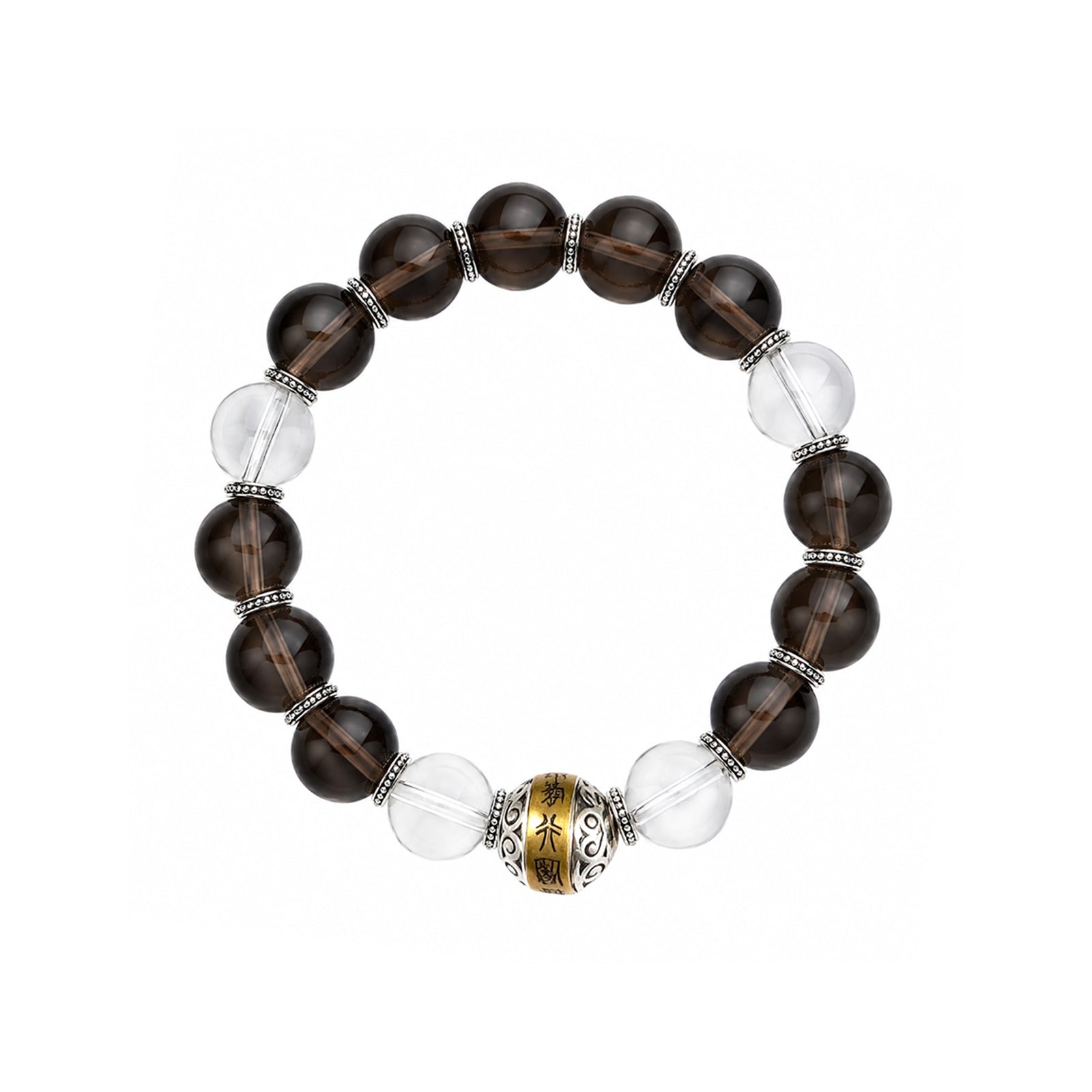 Fortune Bead Bracelet — Smoky Quartz & Clear Crystal | DAO Chant