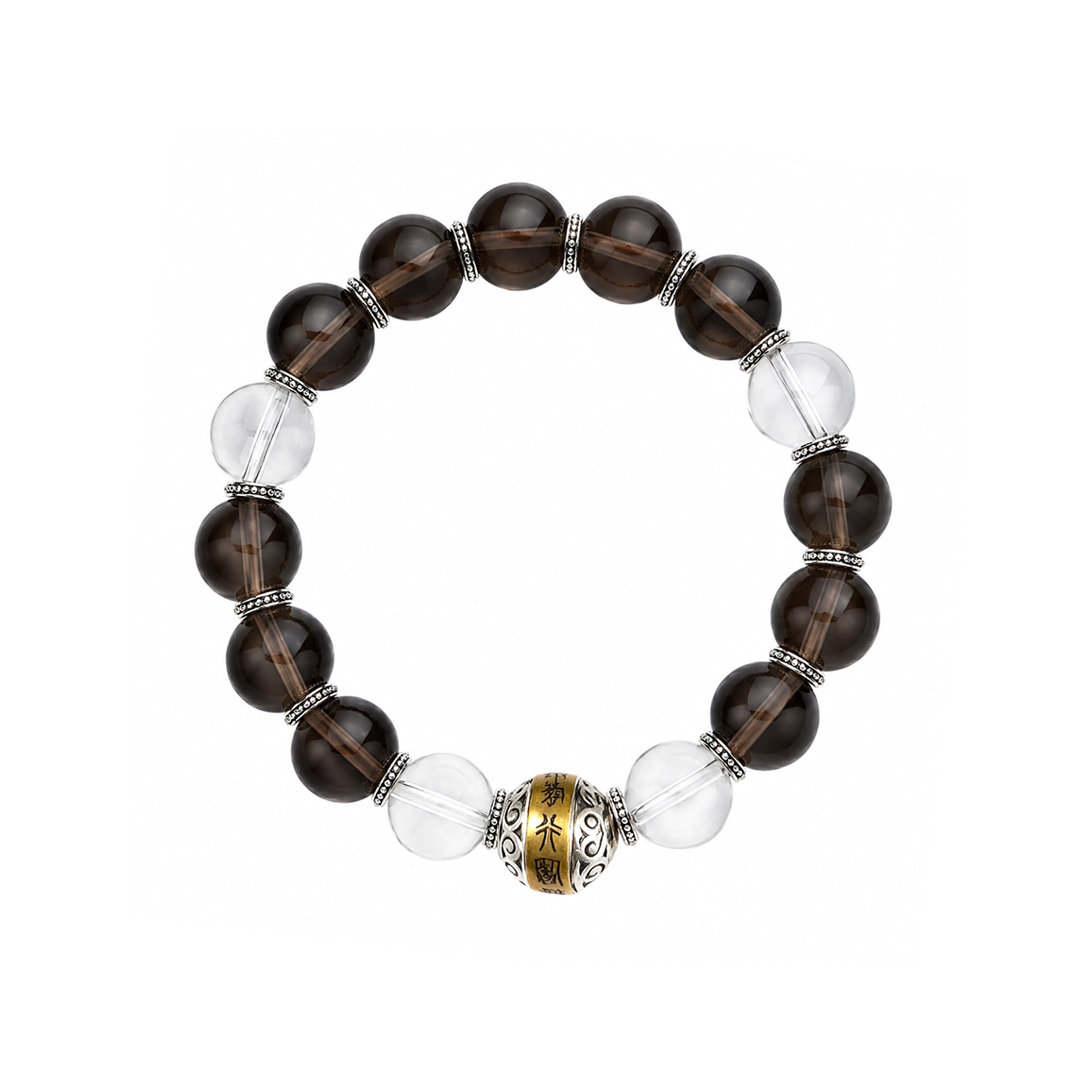 Fortune Bead Bracelet — Smoky Quartz & Clear Crystal | DAO Chant