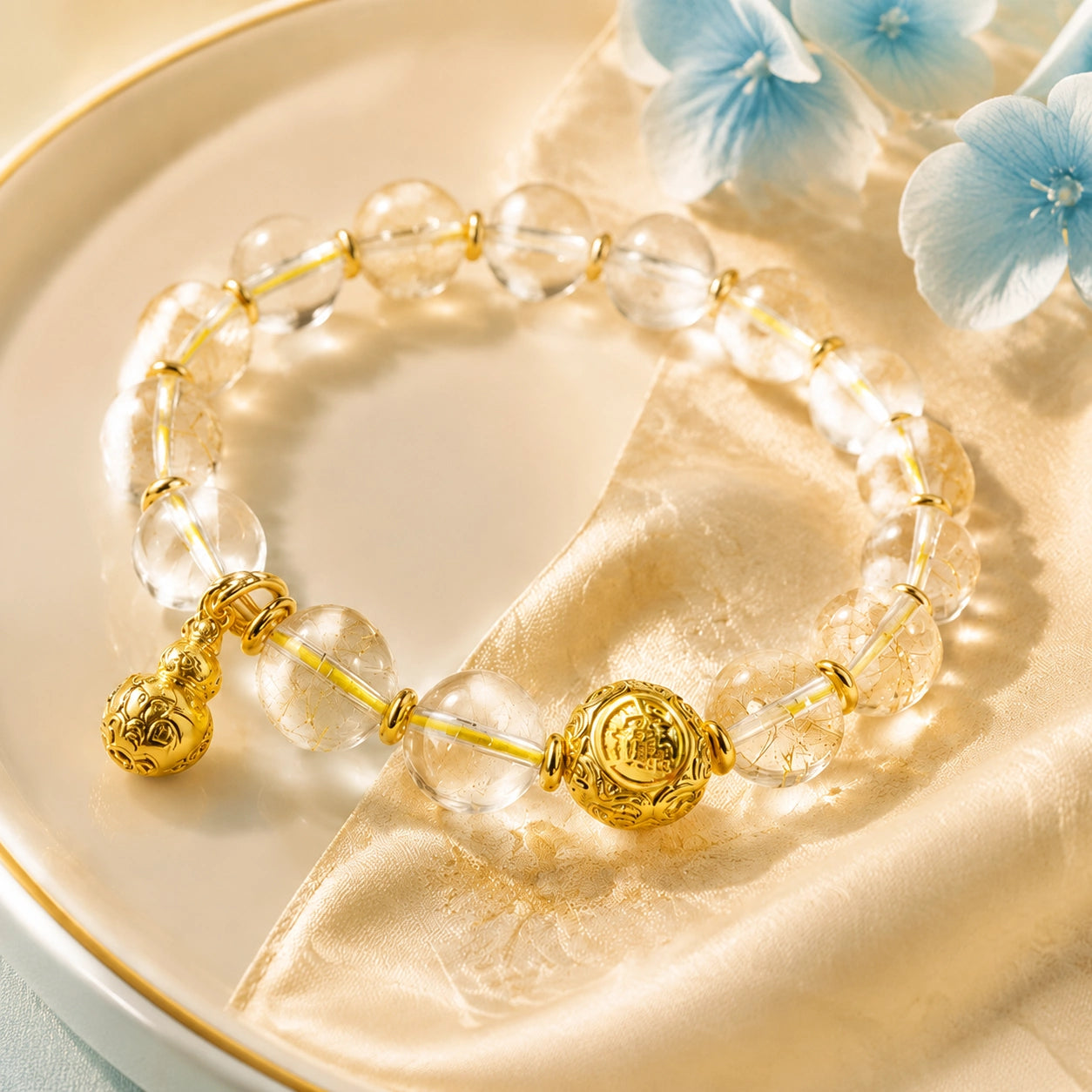 Eastern Stone Bead Bracelet — Citrine & Clear Crystal | DAO Chant