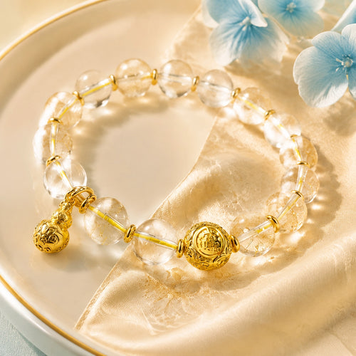 Eastern Stone Bead Bracelet — Citrine & Clear Crystal | DAO Chant