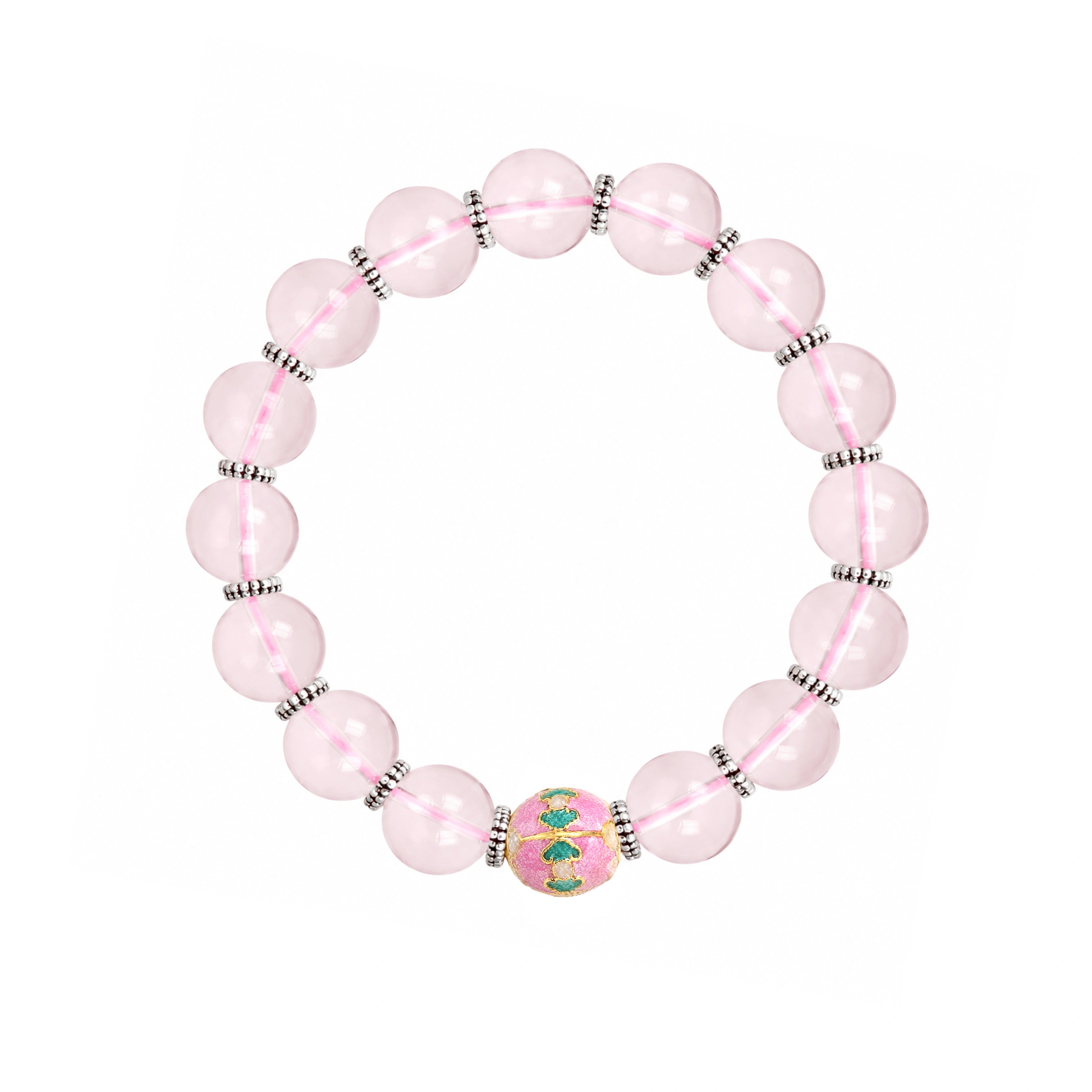 Rose Quartz Enamel Bead Bracelet — Harmony & Feminine Radiance | DAO Chant