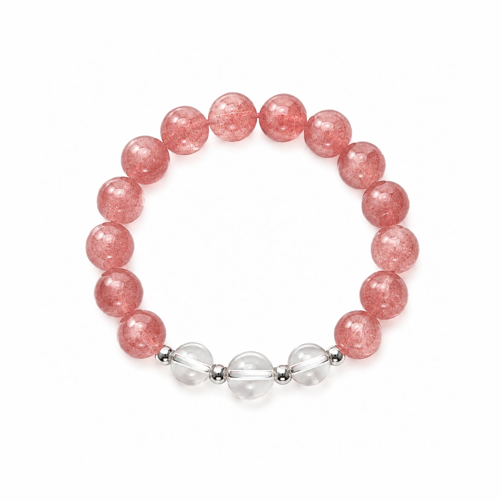 Blossom Romance Strawberry Quartz & White Crystal Bracelet — main product view