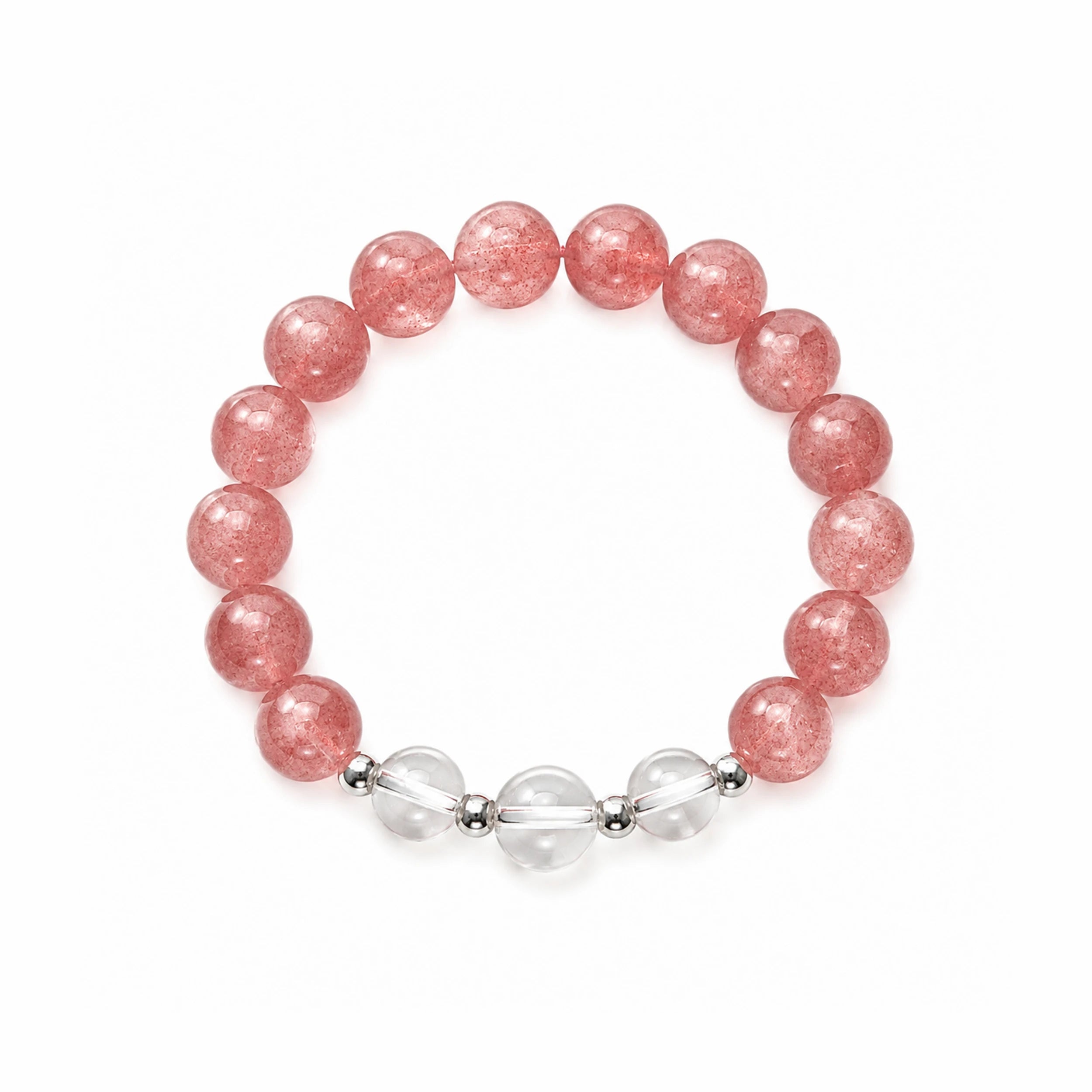 Blossom Romance Strawberry Quartz & White Crystal Bracelet — main product view