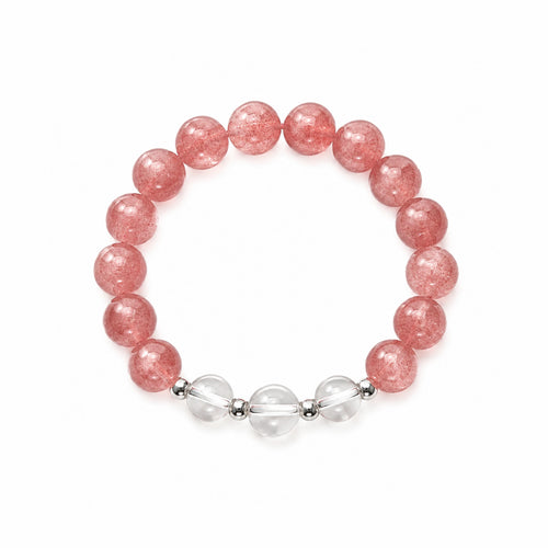 Blossom Romance Strawberry Quartz & White Crystal Bracelet — main product view