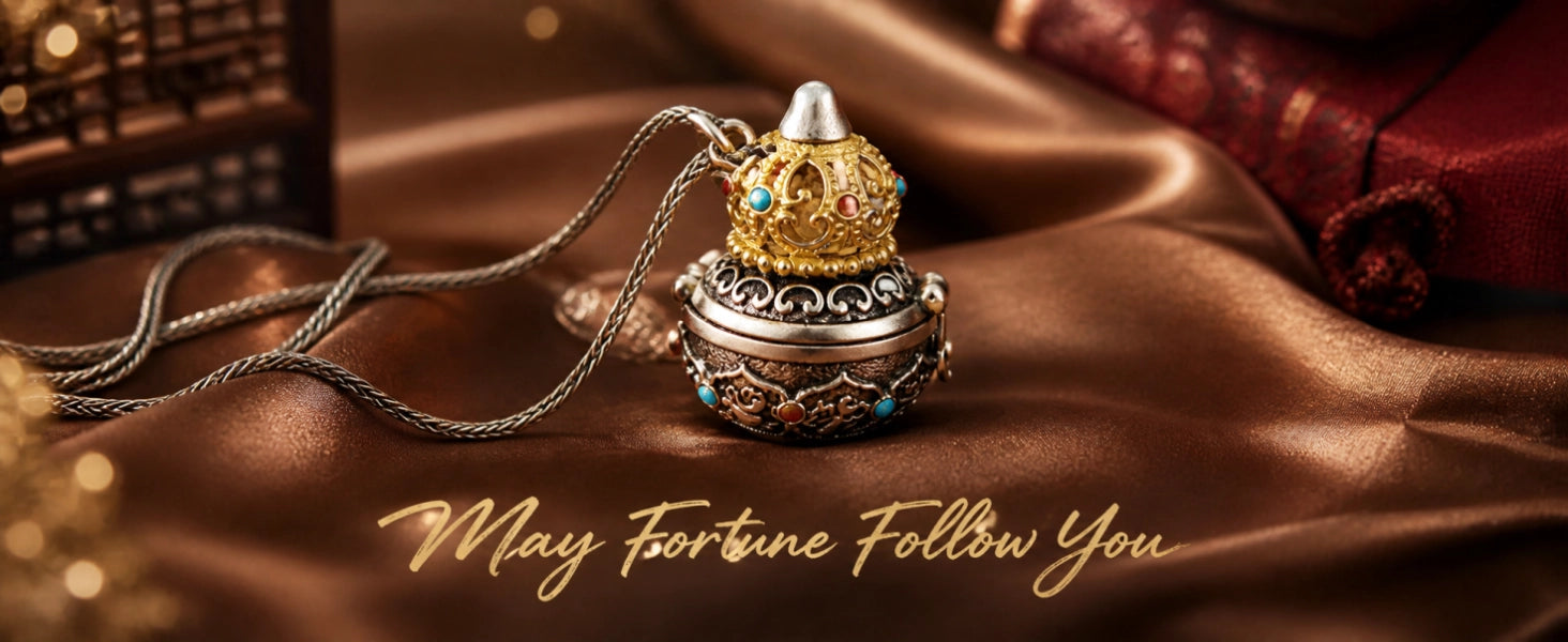 Hidden Eight Immortals Gourd pendant in S925 sterling silver finish — hallmarked for purity — DAO Chant