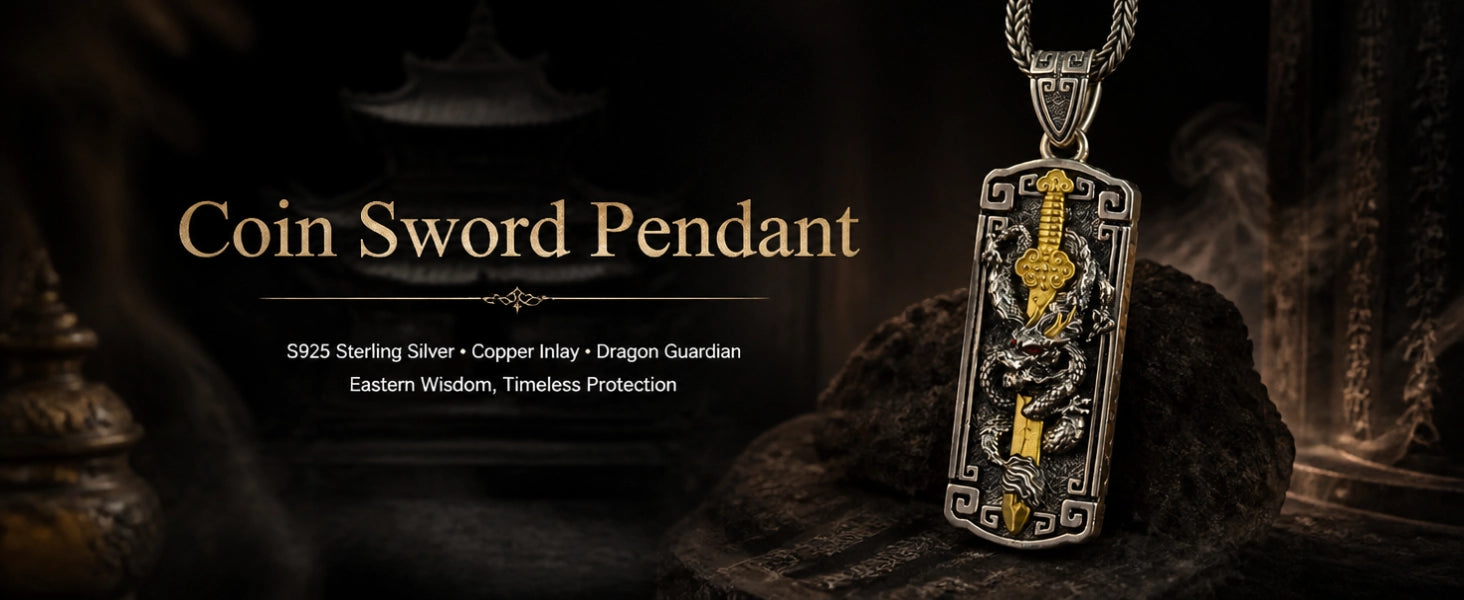 Five Thunder Command pendant detail — intricate dragon relief carvings and thunder symbol texture — DAO Chant