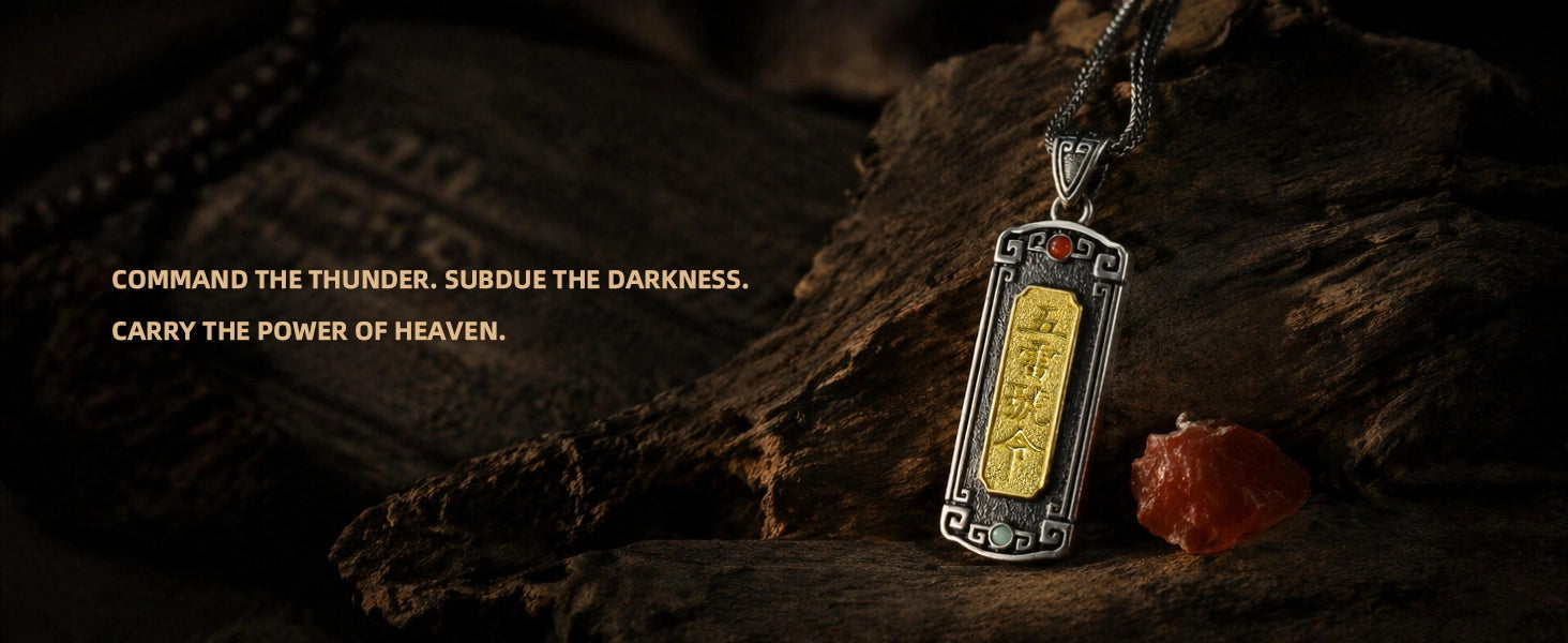 Five Thunder Command pendant in S925 sterling silver finish — hallmarked for purity — DAO Chant