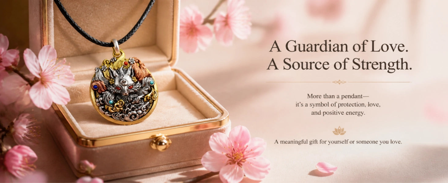 Nine-Tailed Fox spinning pendant in S925 sterling silver finish — hallmarked for purity — DAO Chant