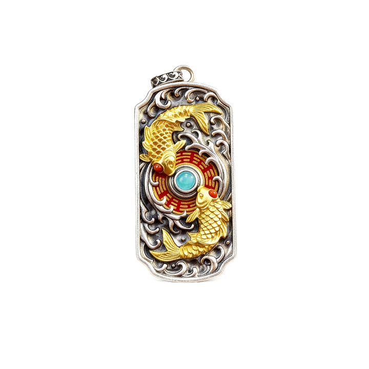 Taichi Twin Koi Pendant — Spinning Bagua Symbol Pendant