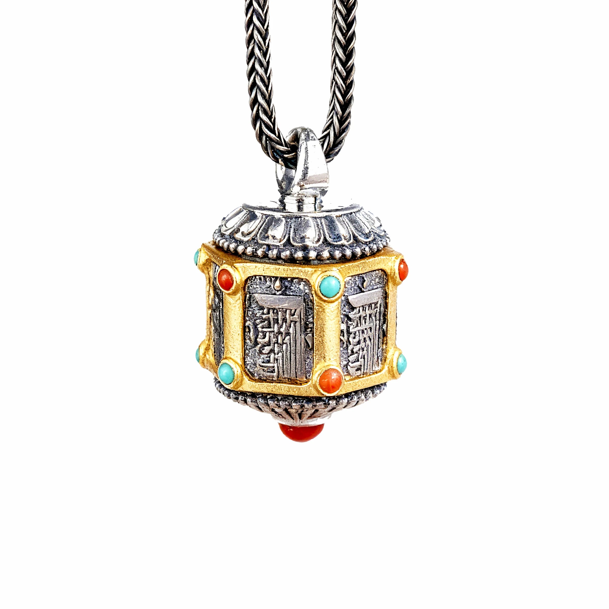 Ten Auspicious Symbols pendant main view — ancient Tibetan cultural talisman with sacred symbols — DAO Chant