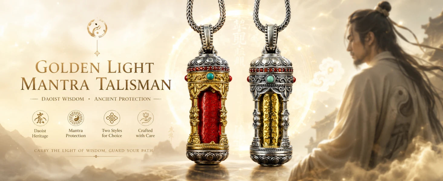 Golden Light Mantra Talisman Pendant — product title banner