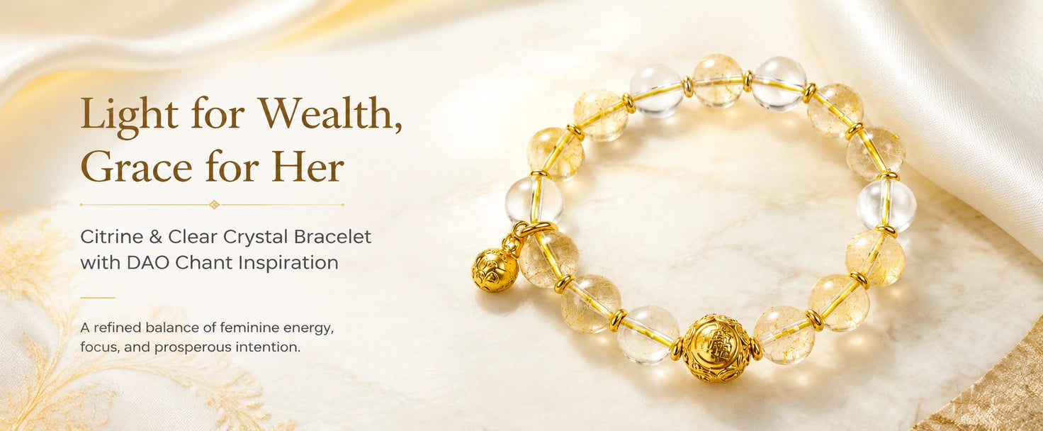 Eastern Stone Bead Bracelet — Citrine & Clear Crystal | DAO Chant