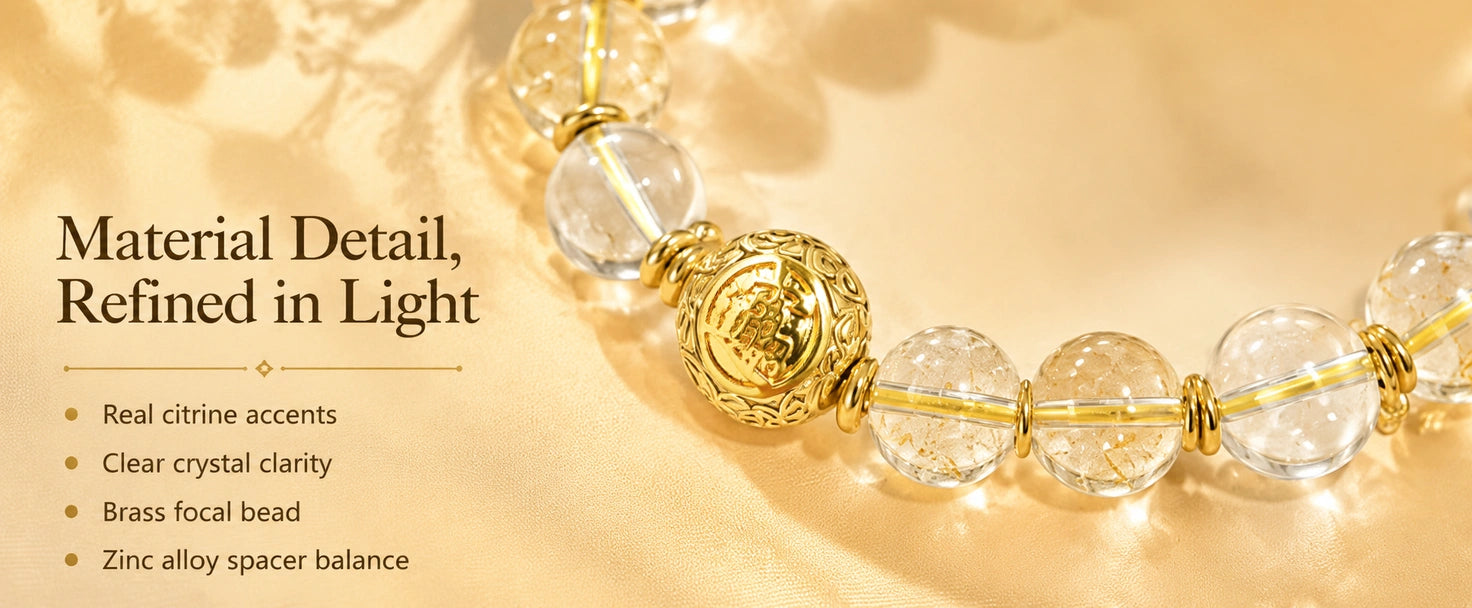 Eastern Stone Bead Bracelet — Citrine & Clear Crystal | DAO Chant