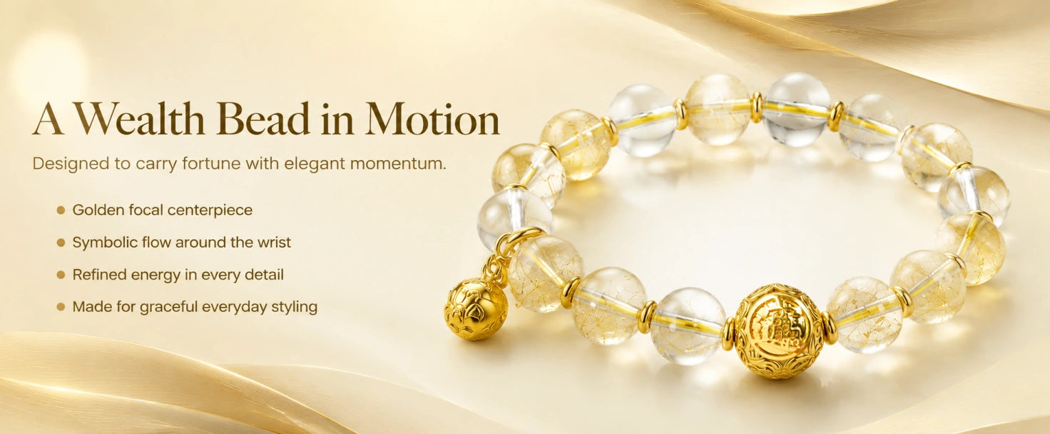 Eastern Stone Bead Bracelet — Citrine & Clear Crystal | DAO Chant
