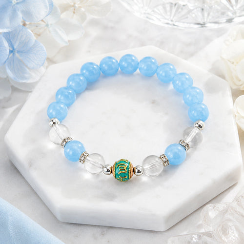Love Fortune Aquamarine & White Crystal Enamel Bracelet — alternate main view