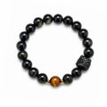 Lucky Pixiu Tiger Eye & Silver Obsidian Bracelet — main product view