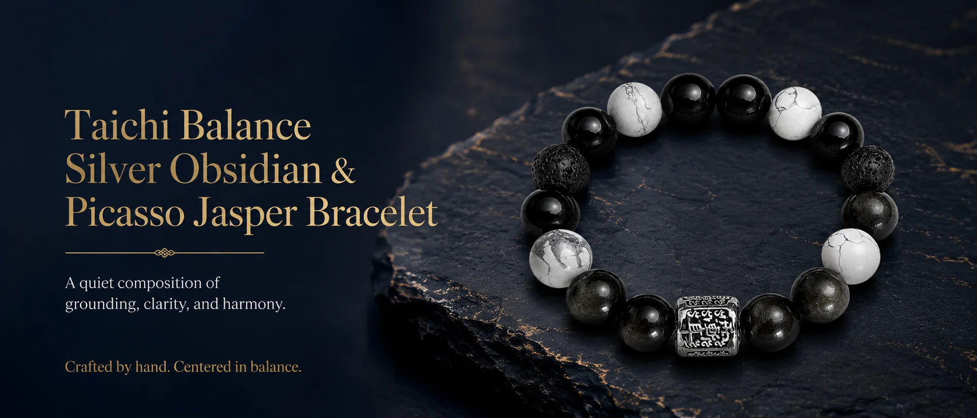 Taichi Balance Silver Obsidian & Picasso Jasper Bracelet — key visual