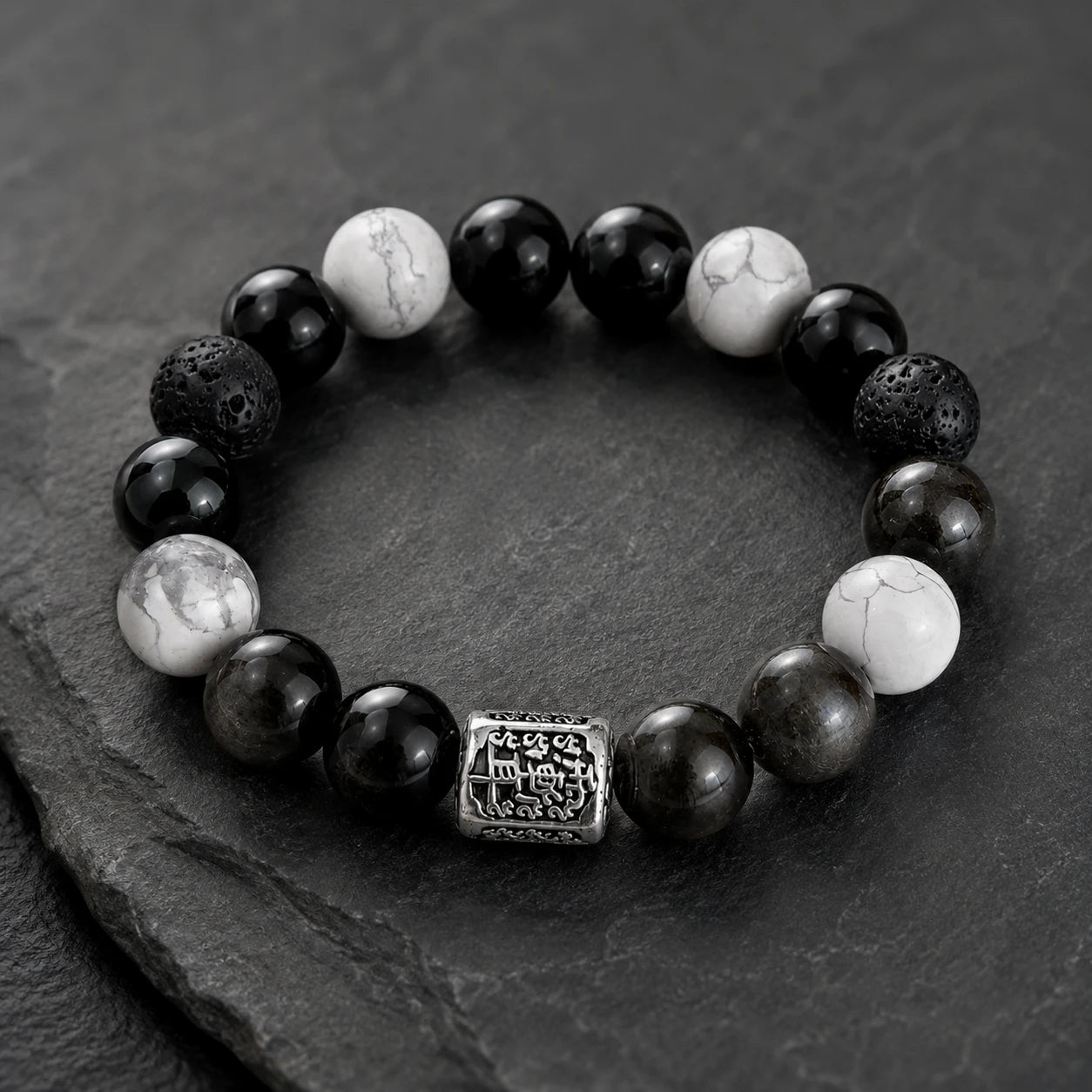 Taichi Balance Silver Obsidian & Picasso Jasper Bracelet — alternate main view