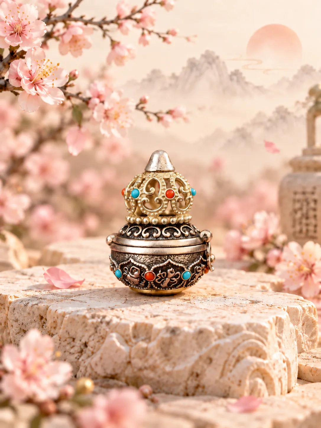 Auspicious Gourd Spinning Pendant | Hidden Locket Necklace with Eastern Symbolism
