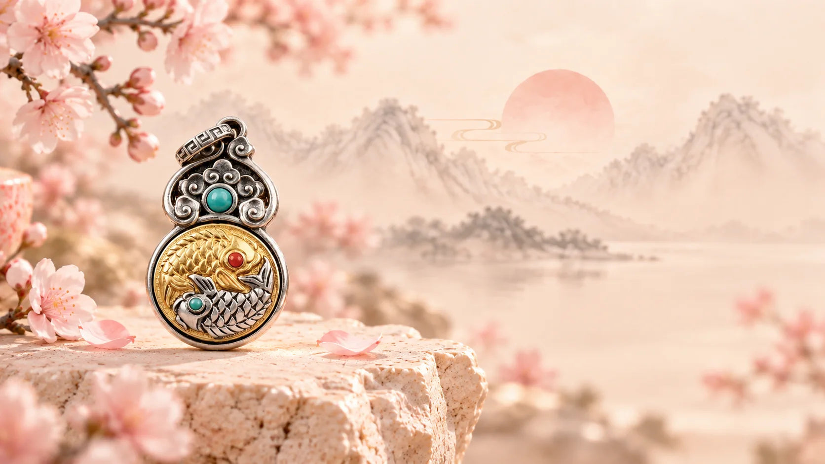 Gourd Taichi Fish Pendant — Eastern Symbol Jewelry