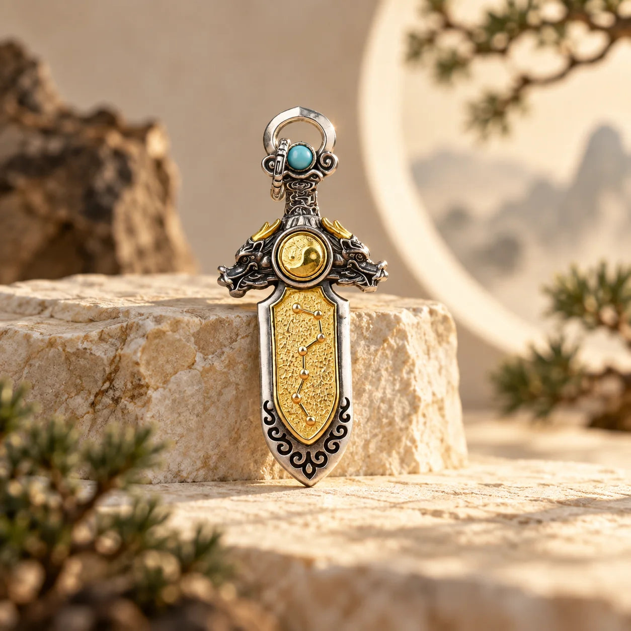 Dragon Sword Yin Yang pendant