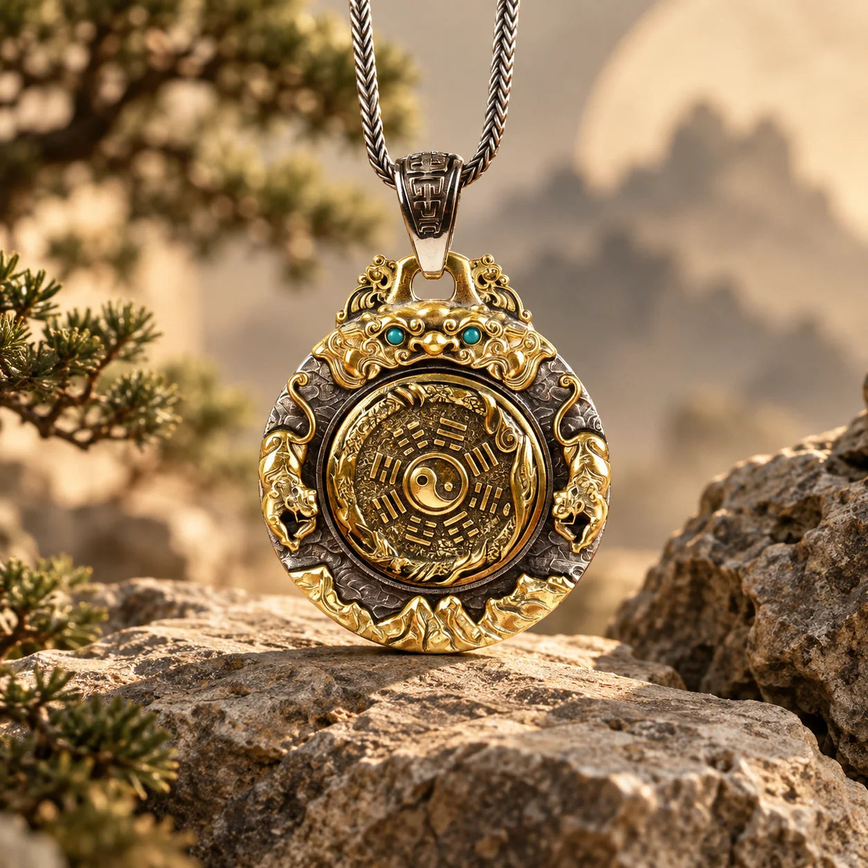 Mountain Spirit Yin Yang Bagua necklace
