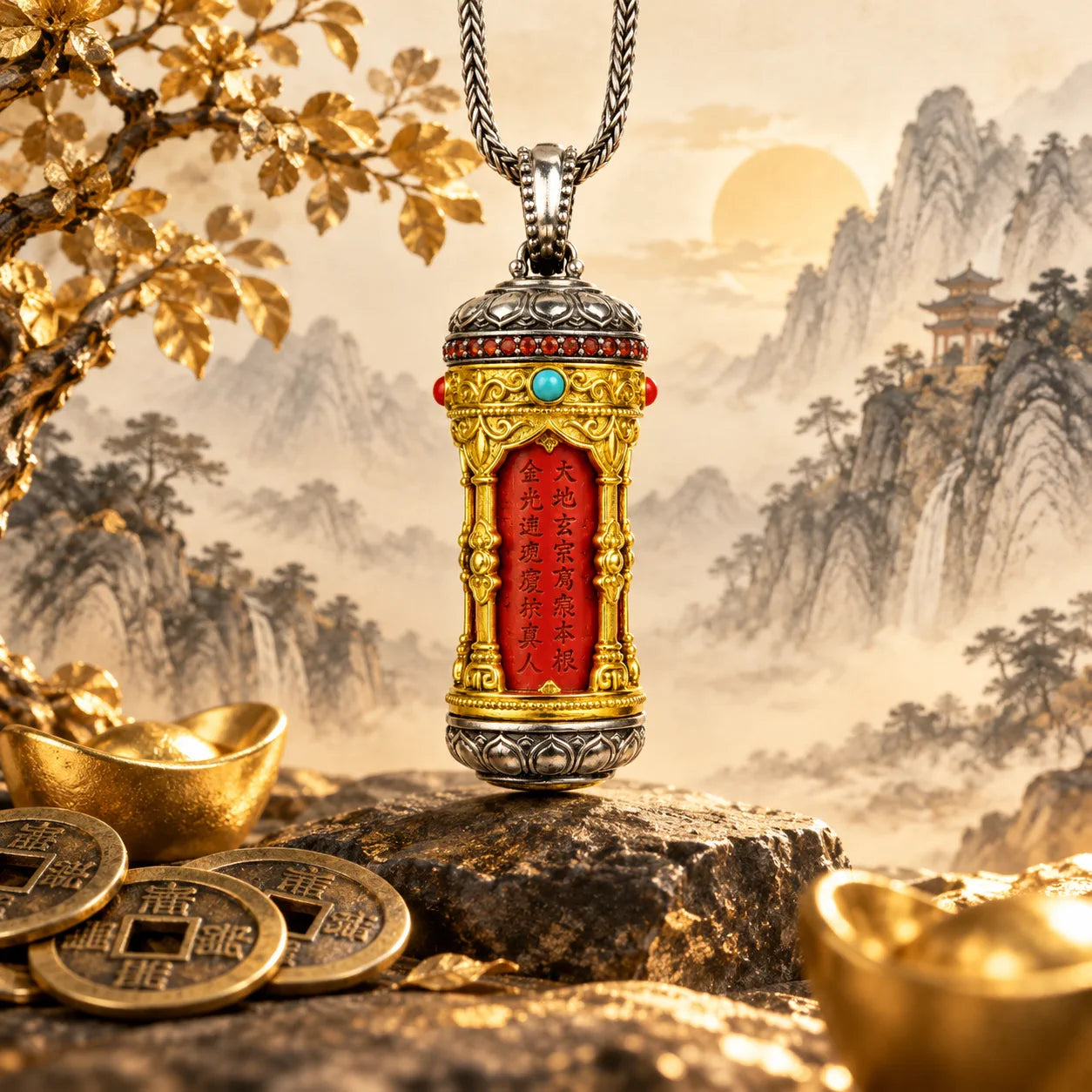 Golden Light Mantra Talisman Pendant